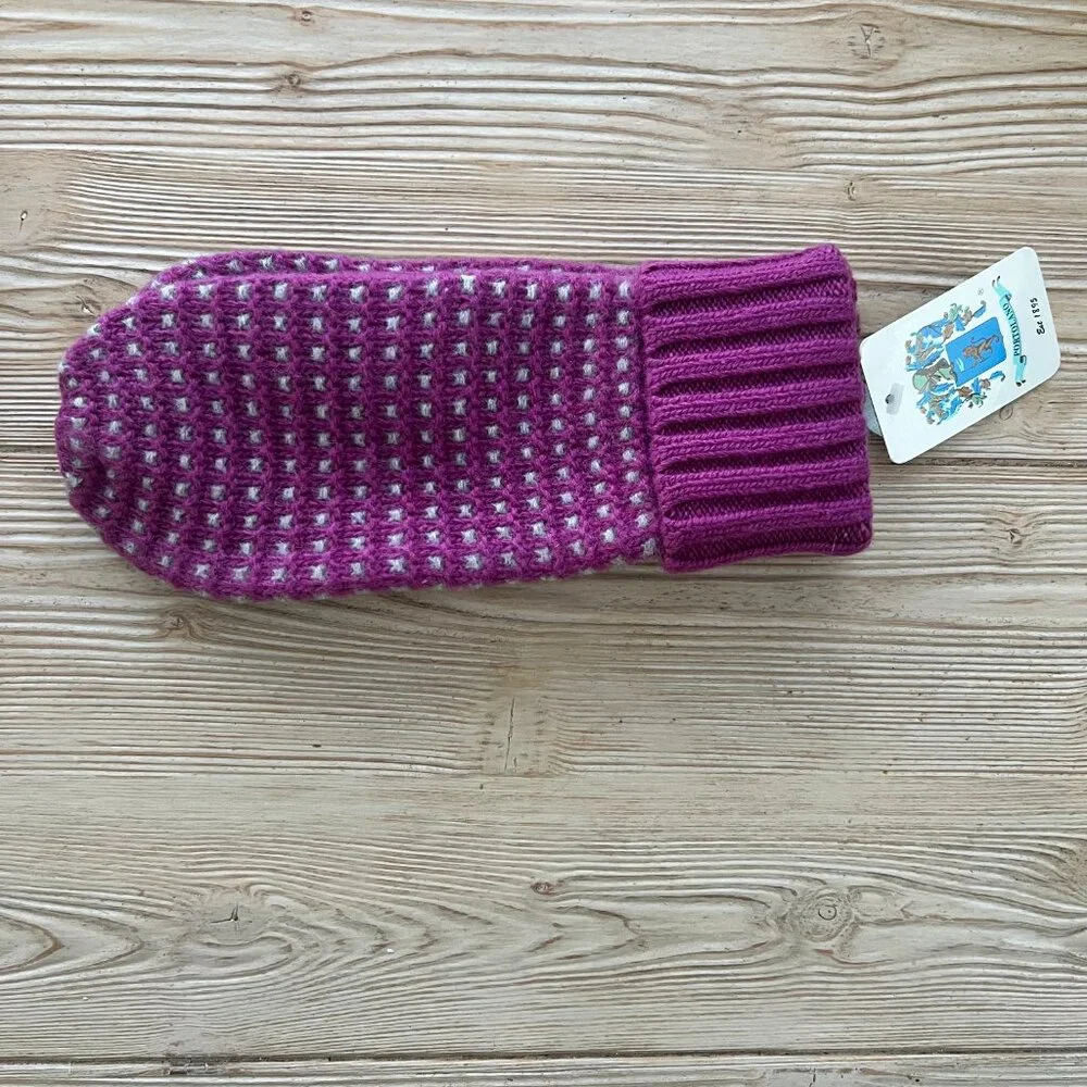 Portolano 100% Cashmere Knit Mittens |Pink Purple Cream | Made in Italy | NWT